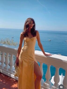 Shani Shemer Strapless Sorbet Maxi Dress with Front Slit